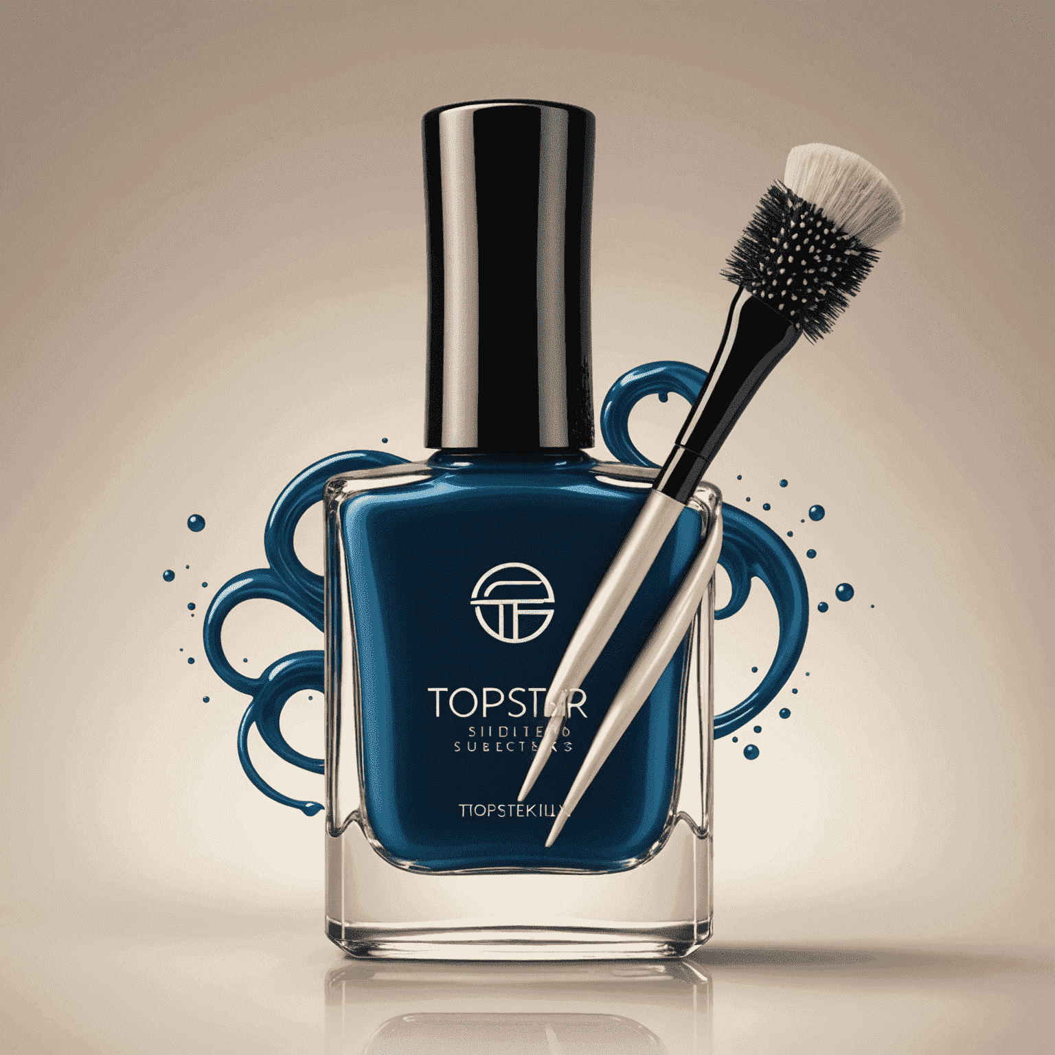 TopsterSilks logo - A stylized nail polish bottle with a futuristic brush