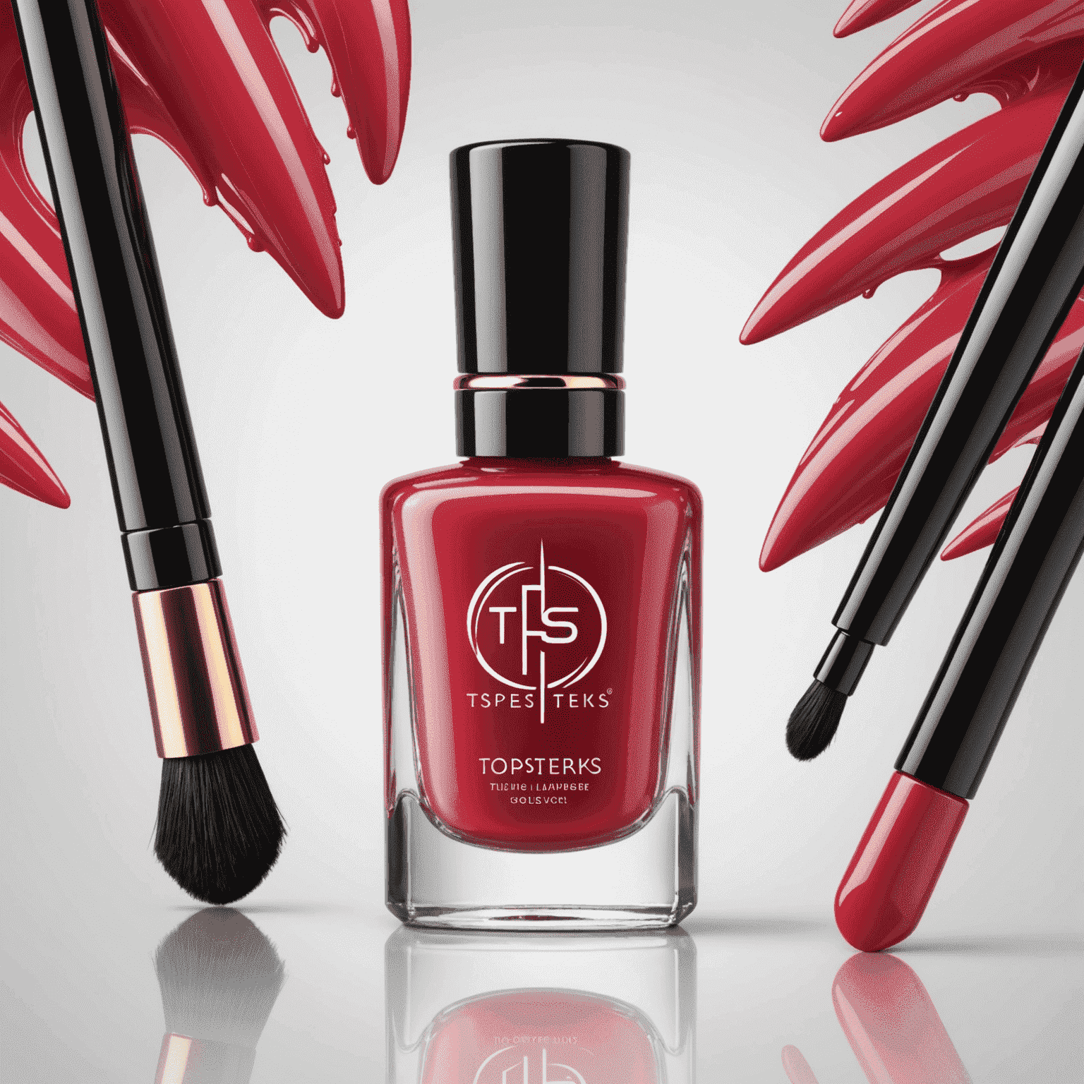TopsterSilks logo - A stylized nail polish bottle with a futuristic brush