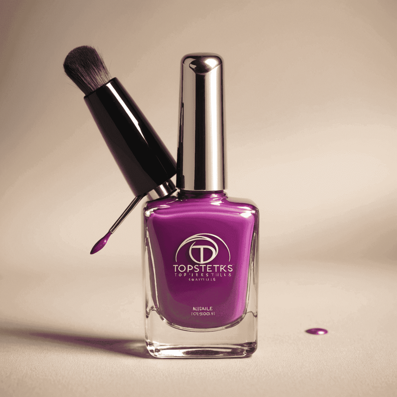 TopsterSilks logo - A stylized nail polish bottle with a futuristic brush