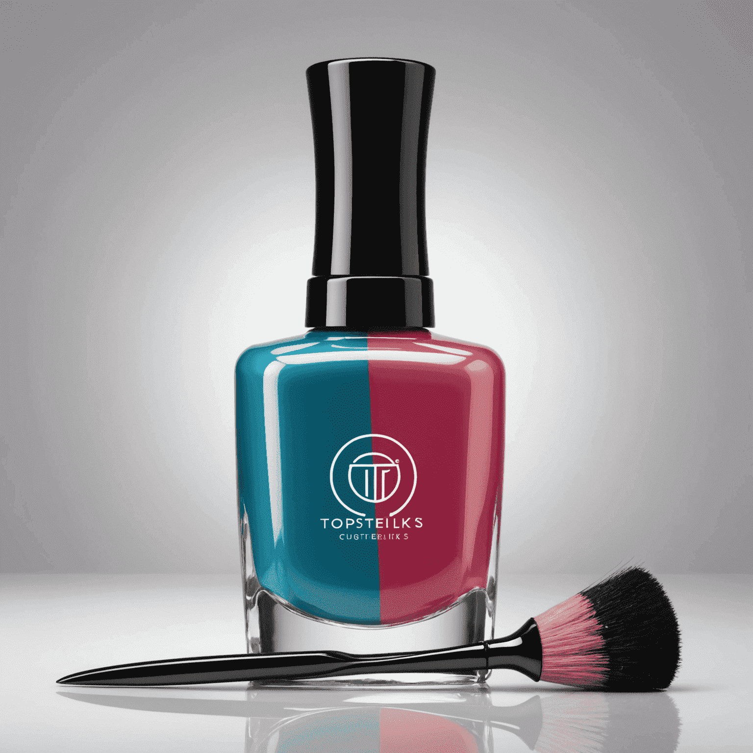 TopsterSilks logo - A stylized nail polish bottle with a futuristic brush