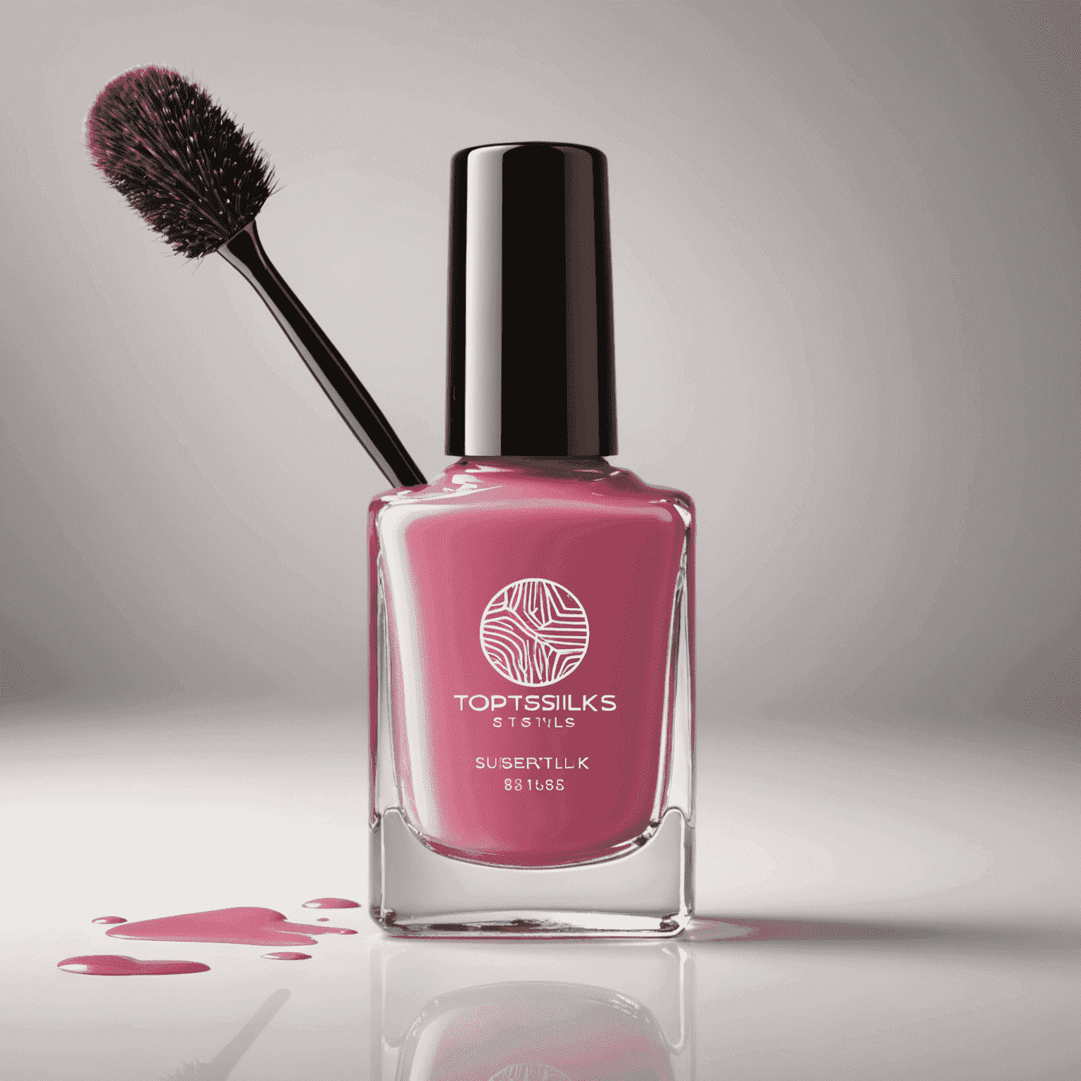 TopsterSilks logo - A stylized nail polish bottle with a futuristic brush