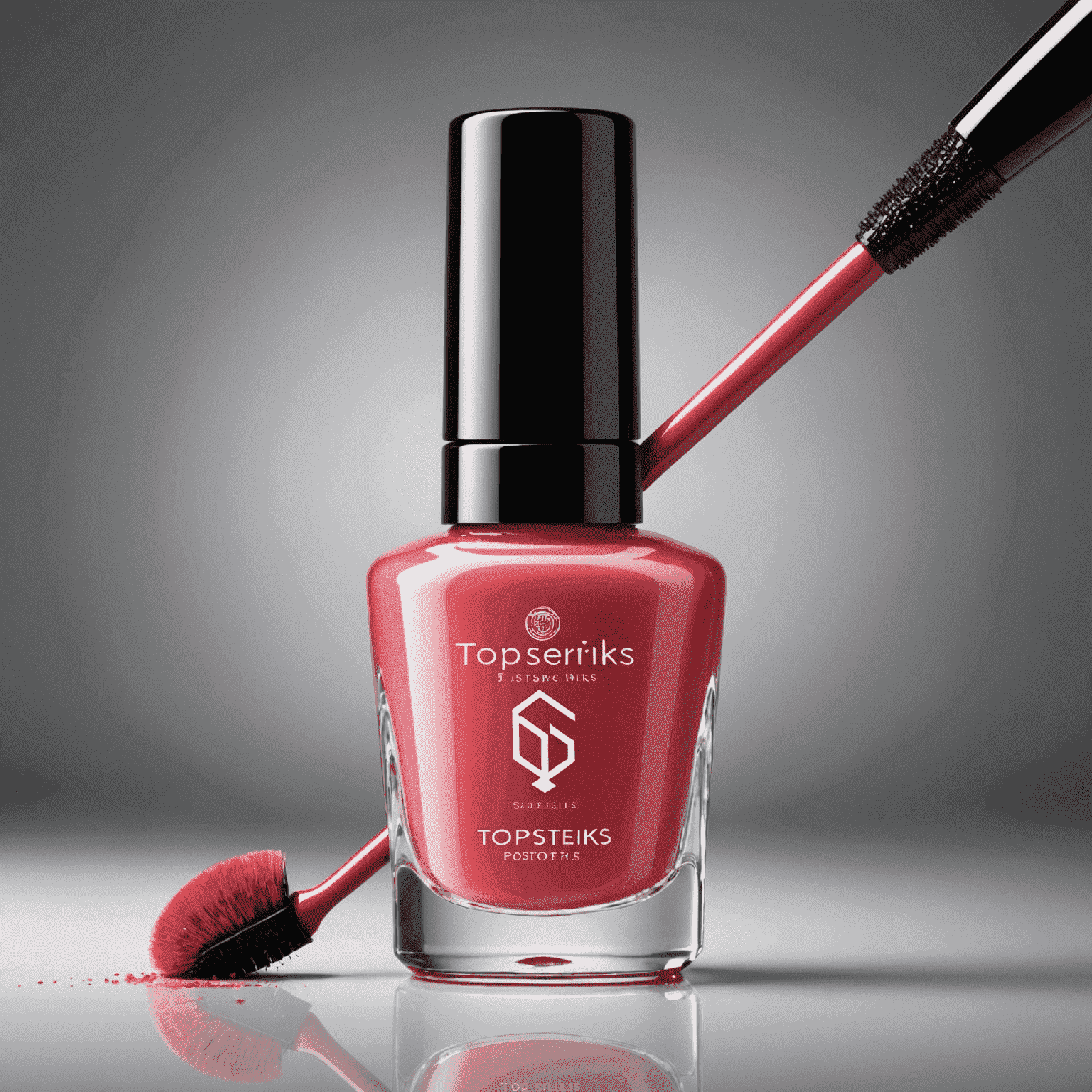 TopsterSilks logo - A stylized nail polish bottle with a futuristic brush